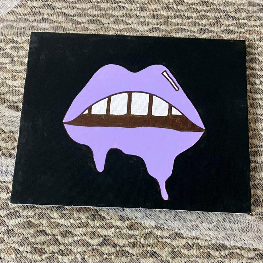 2/$20 Purple lips drip painting